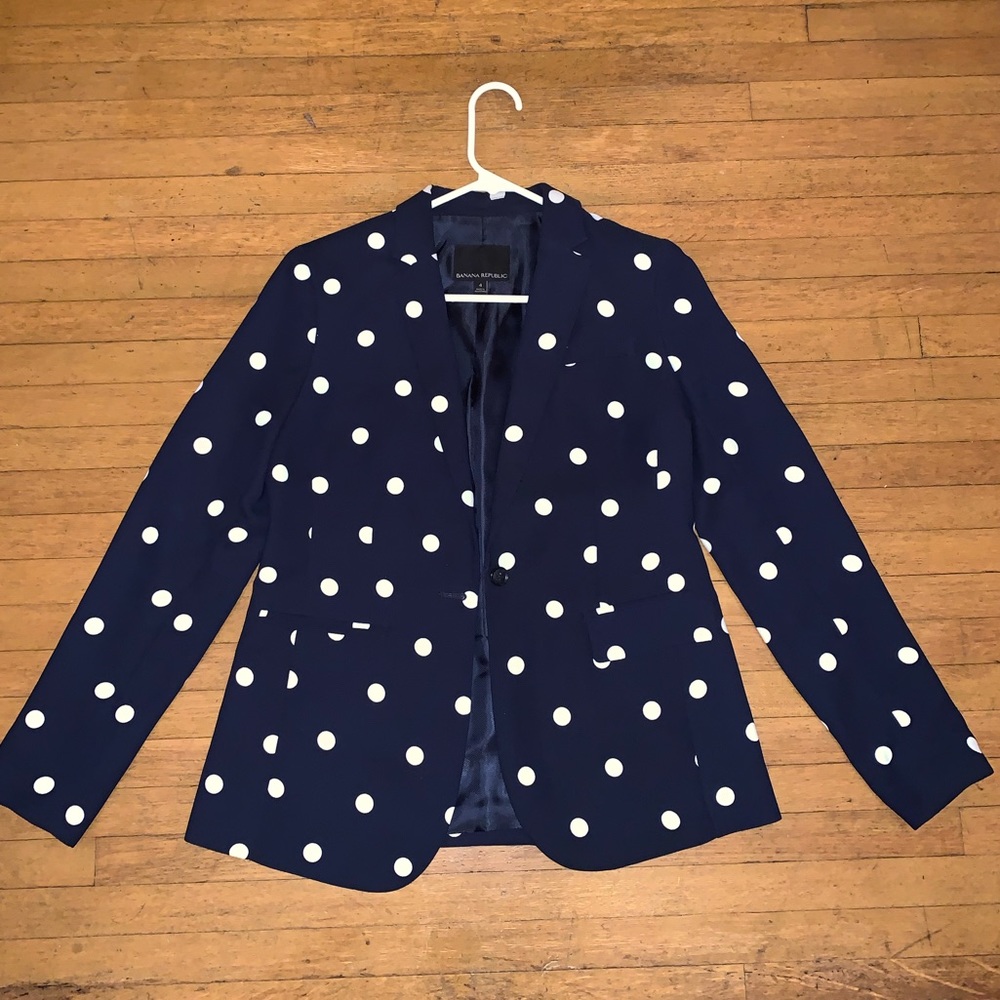 Banana Republic navy polka dot blazer